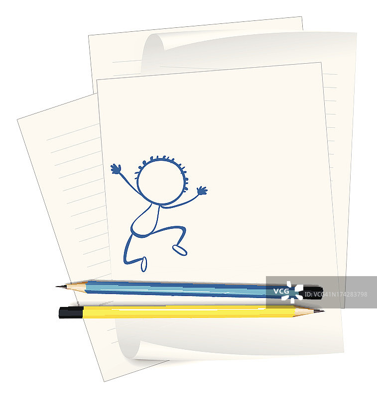 素描年轻男孩跳舞的纸图片素材