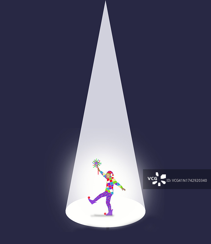 聚光灯下的男性小丑图片素材