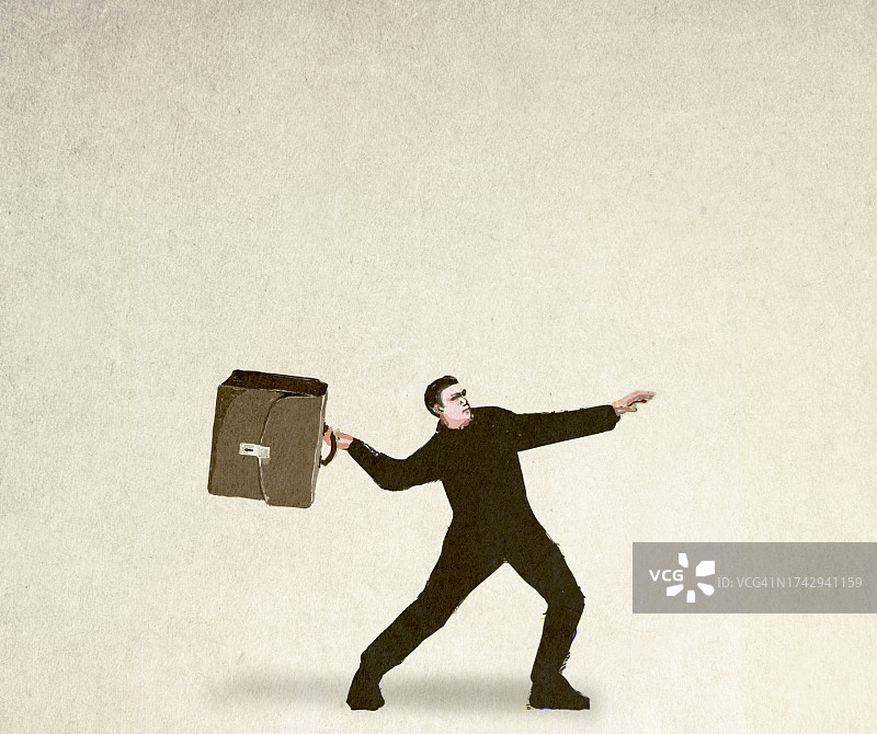 扔公文包象征辞职的男人插画图片素材