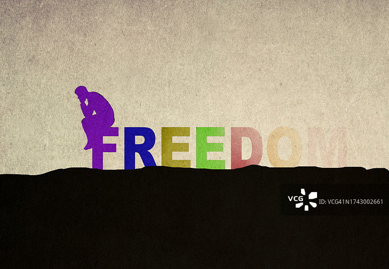 男人坐在消失的文字上的插画图片素材