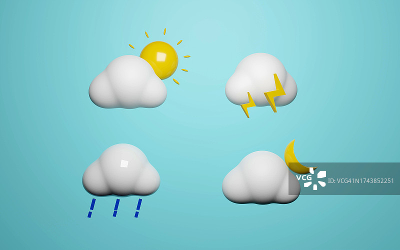 天气图标3D渲染图片素材