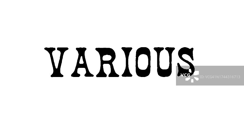 装饰框架中VARIOUS单词的老式雕刻插图图片素材