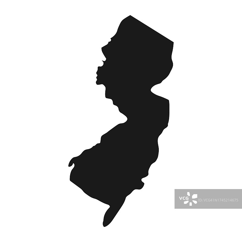 具有详细边界的新泽西州州地图图片素材