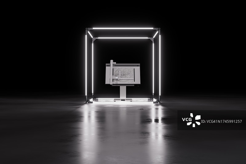 灯管和绘图板图片素材