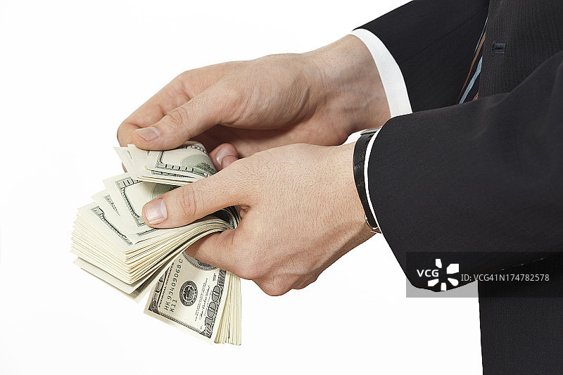 商人点钱图片素材