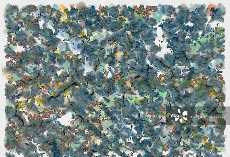 抽象油画效果，白色画布上彩色笔触图片素材