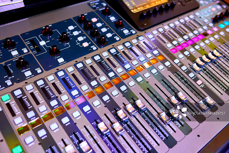 调音台工作台特写图片素材