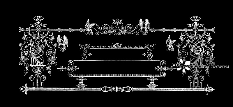旧雕刻插图装饰装饰框图片素材