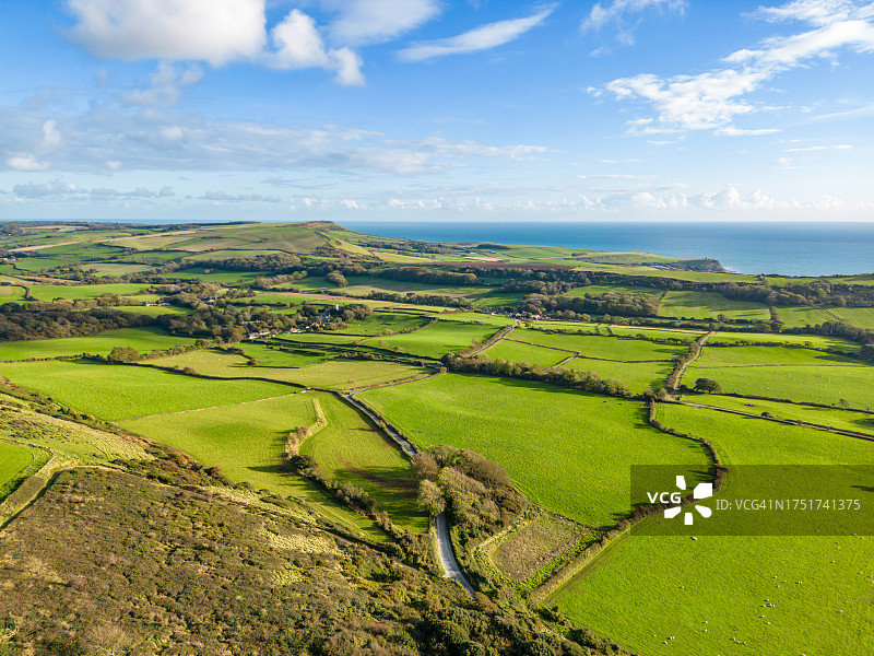 通往多塞特郡金默里奇村庄的路图片素材