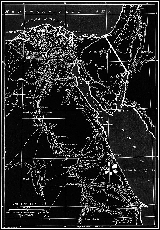 古埃及彩色石印地图图片素材