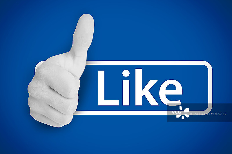 社交网络点赞旁的白色拇指图片素材