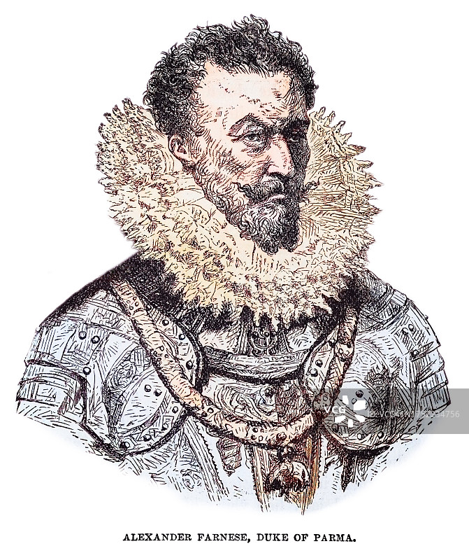 帕尔马公爵亚历山大·法尔内塞肖像 - 意大利贵族和雇佣兵，后为西班牙军队将领，曾任帕尔马、皮亚琴察和卡斯特罗公爵图片素材
