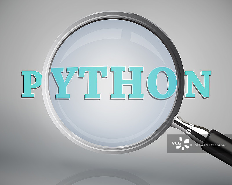放大镜下的Python字样图片素材