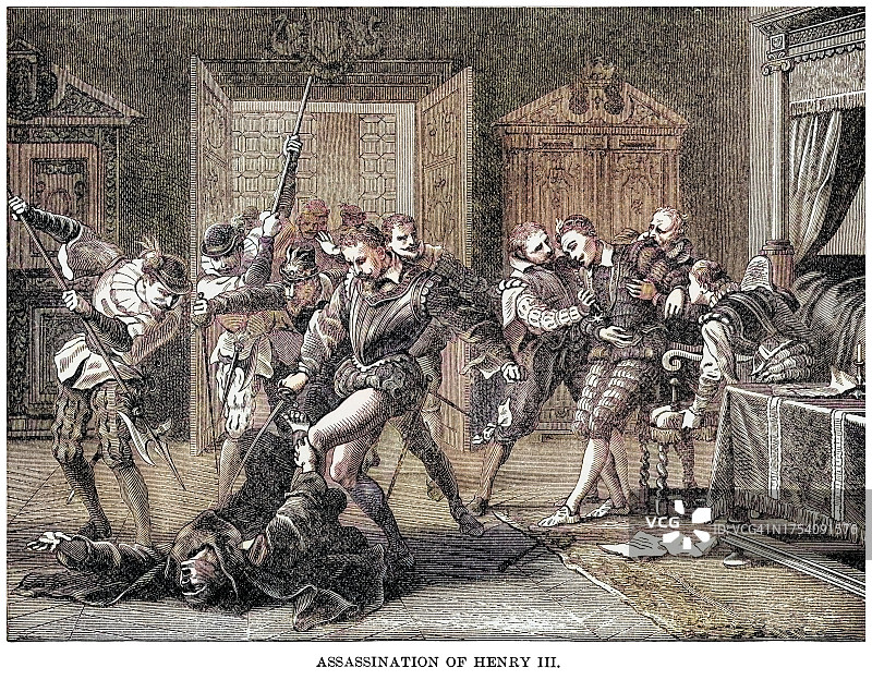 法国国王亨利三世的古老雕刻插图图片素材