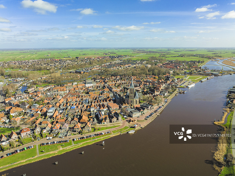 哈瑟尔特兹瓦尔特河畔无人机视角图片素材