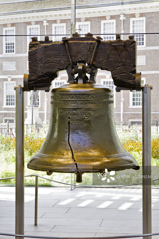 以独立纪念馆为背景的自由钟图片素材