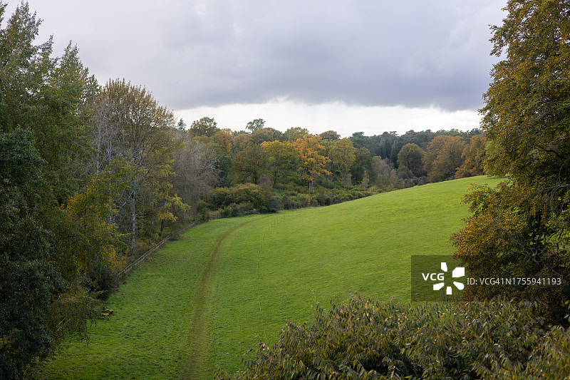 英国格洛斯特郡韦斯顿伯特植物园的秋叶变色景观图片素材