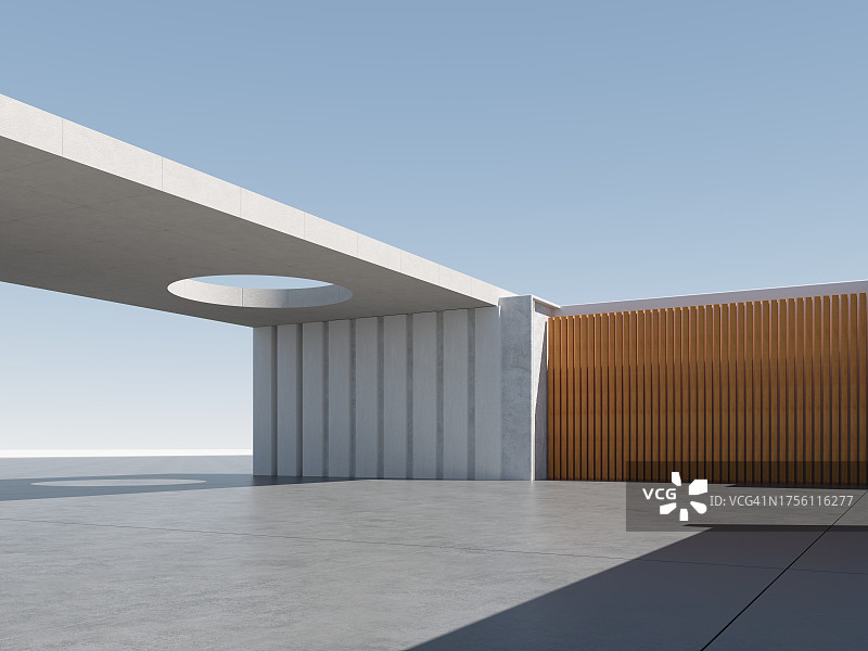 空旷的广场前的现代建筑图片素材