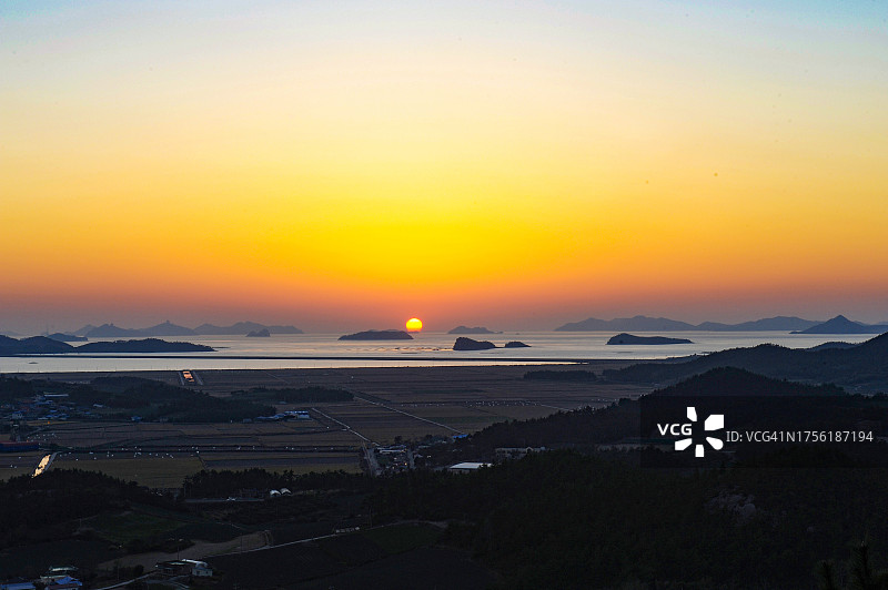 全罗南道珍岛郡细方日落图片素材