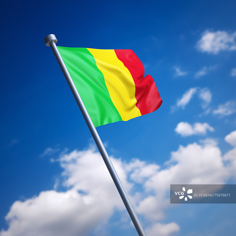 蓝天下的马里国旗图片素材