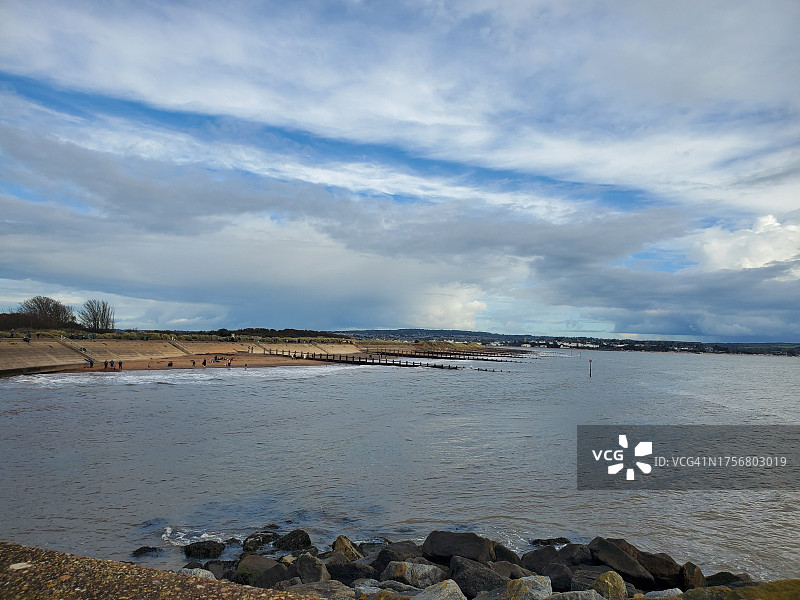 英国德文郡道利什沃伦海滩风光图片素材