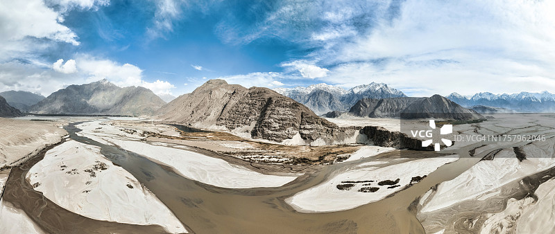 斯卡杜萨尔法兰加冷沙漠沙丘航拍景观（巴基斯坦北部）图片素材