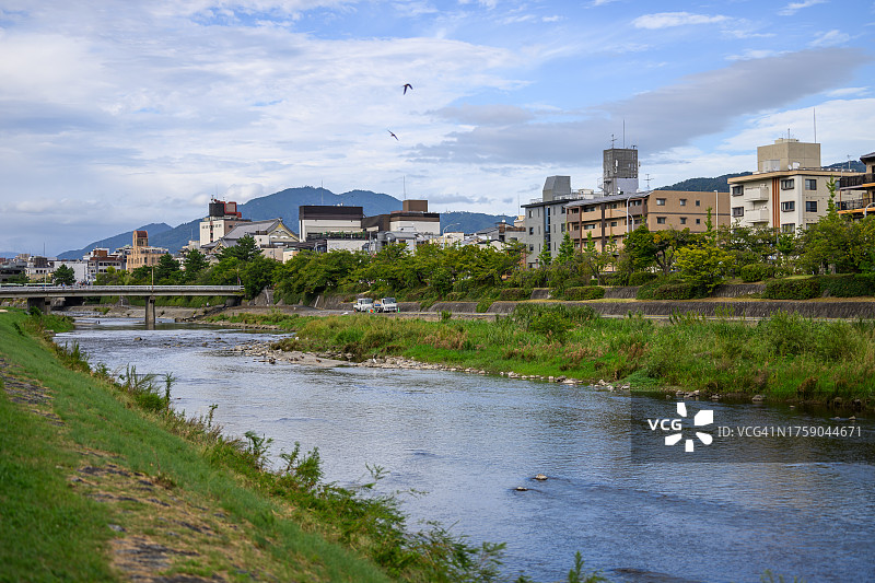 日本京都鸭川的景色图片素材