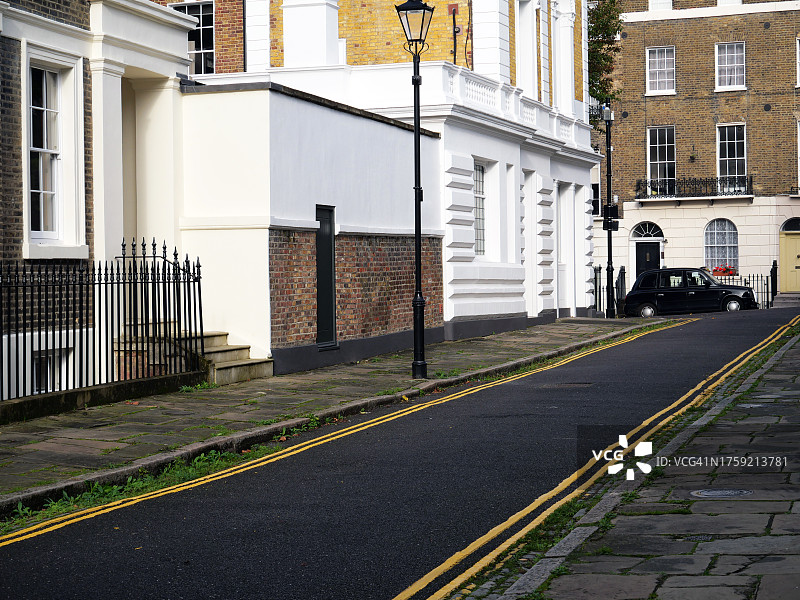 英国伦敦老房子街道的侧面照图片素材
