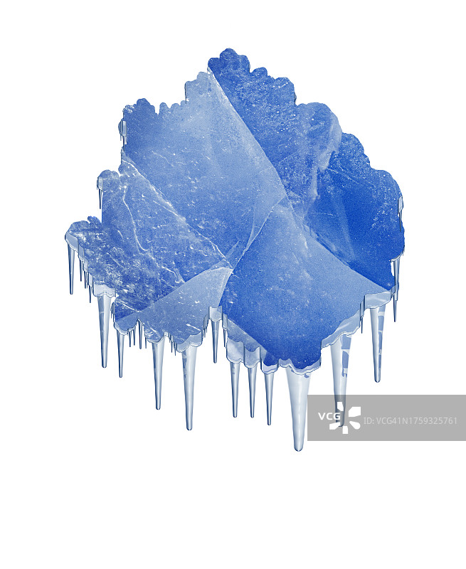 白色背景上的冰晶和冰柱图片素材