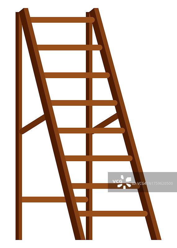 家庭和办公室现代家具矢量插图：卡通风格的时尚梯子及舒适的装饰配件图片素材