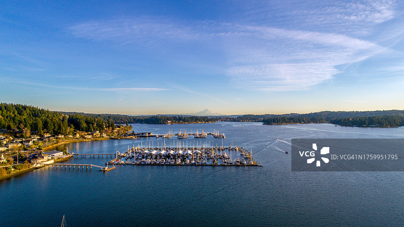 华盛顿州波尔斯博湖泊高角度景观图片素材
