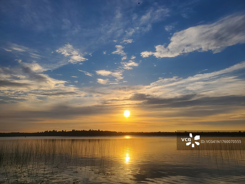 美国明尼苏达州莫拉湖日落美景图片素材
