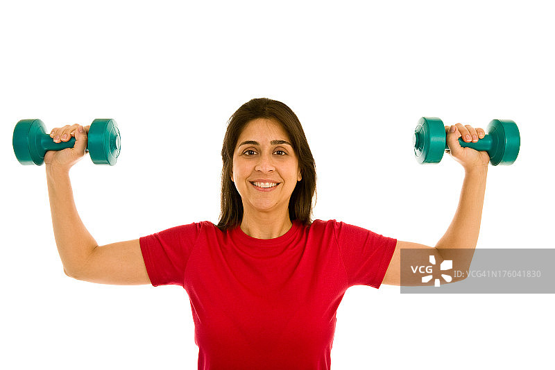 女人手持哑铃图片素材