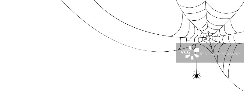白色万圣节banner，带蛛网和蜘蛛，矢量图10 eps图片素材
