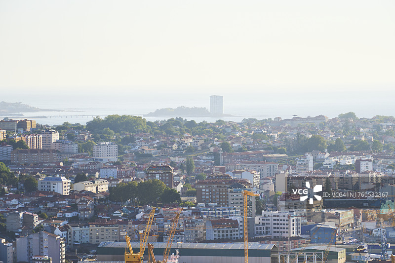 维戈市城市景观的高角度正面视图图片素材
