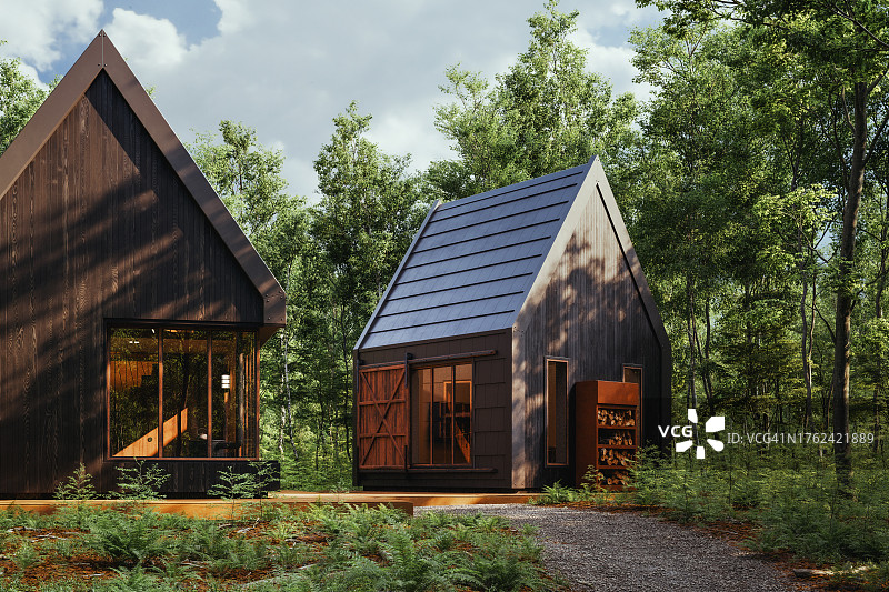 森林中田园诗般的房子图片素材