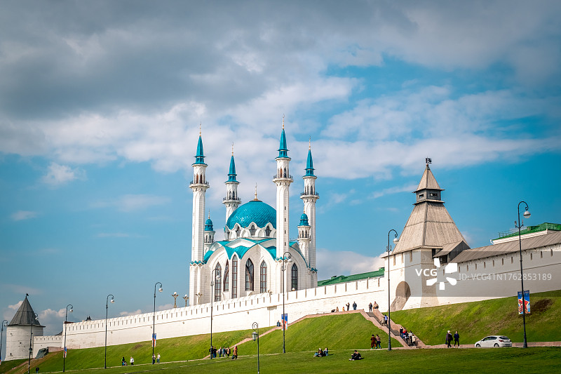 俄罗斯鞑靼斯坦共和国喀山克里姆林宫的库尔·沙里夫清真寺图片素材