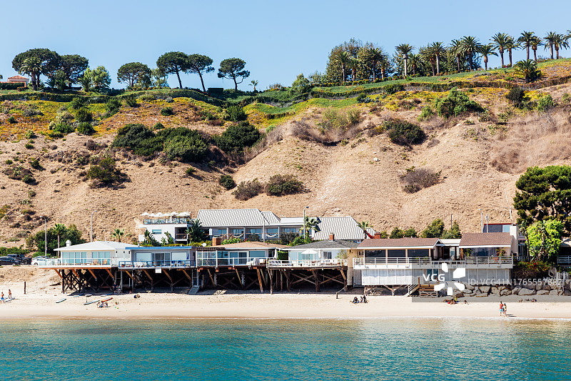 美国洛杉矶马里布海滩边的住宅图片素材