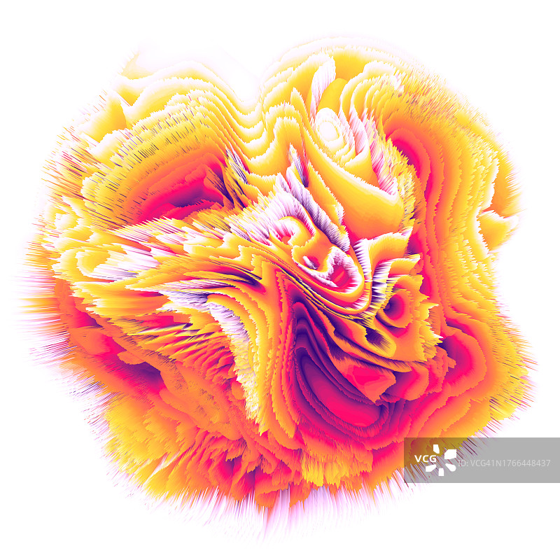 白色背景上的橙色粉末爆炸火焰速度运动径向抽象炸弹形状图片素材