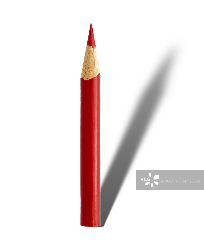 白色画布上的红色木质铅笔图片素材