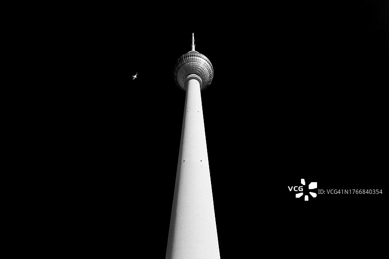 柏林电视塔黑白照（德国）图片素材