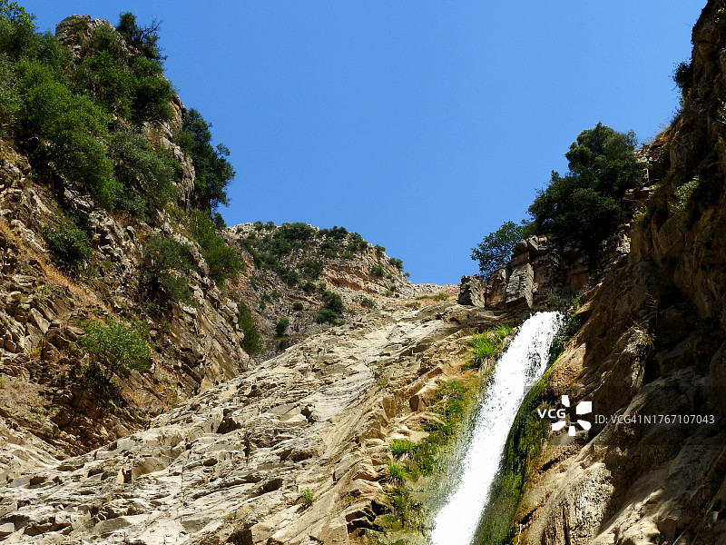 瀑布风景晴朗蓝天图片素材