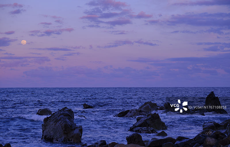 日本銚子市日落海景图片素材