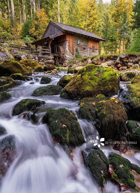 奥地利萨尔茨堡州戈林根磨坊古老水磨坊图片素材