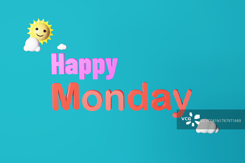 阳光和蓝色背景下的快乐星期一图片素材