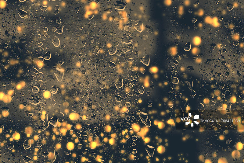 雨后窗户的虚化灯光图片素材
