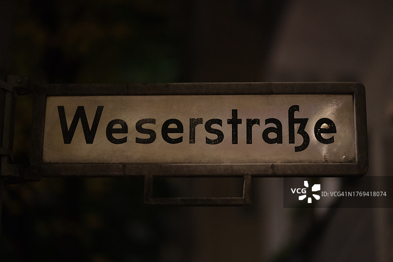 德国柏林Weserstraße路牌图片素材