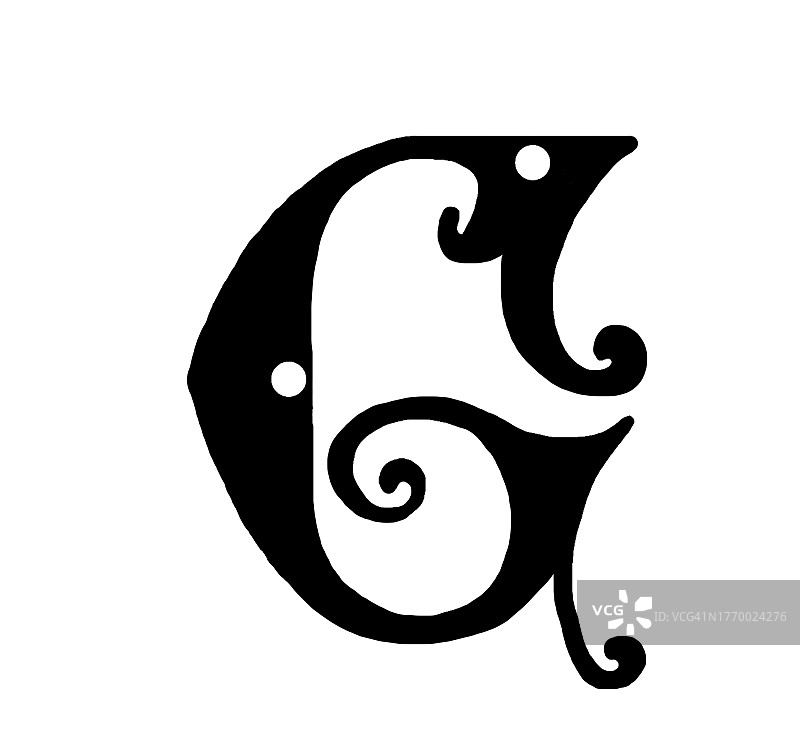 装饰字母G的老式雕刻插图图片素材