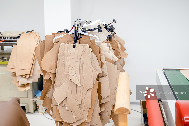 服装厂的纸质服装缝纫图案，服装图案，服装厂制造图片素材