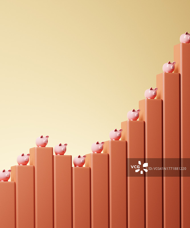 带储蓄罐的增长图图片素材